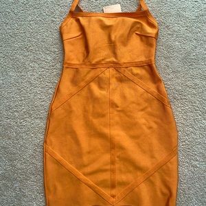 Bright orange strappy square neck dress